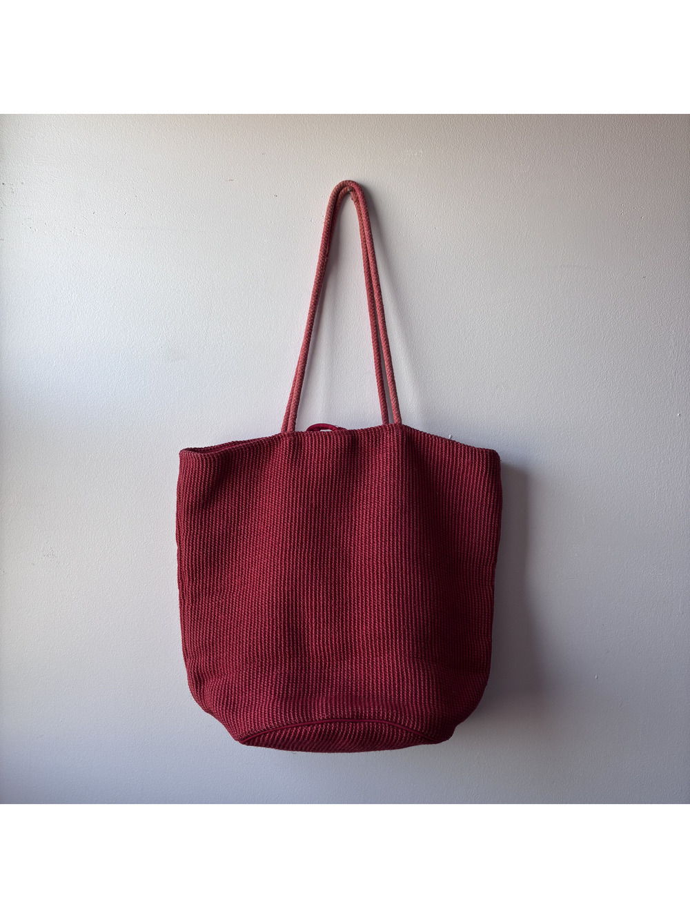 World Market Red Jute Tote Bag with Cotton Lining